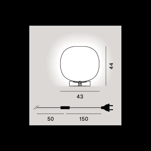 Foscarini Tischleuchte-GEM TAVOLO E27- Glas Weiß D43 ,Fuß