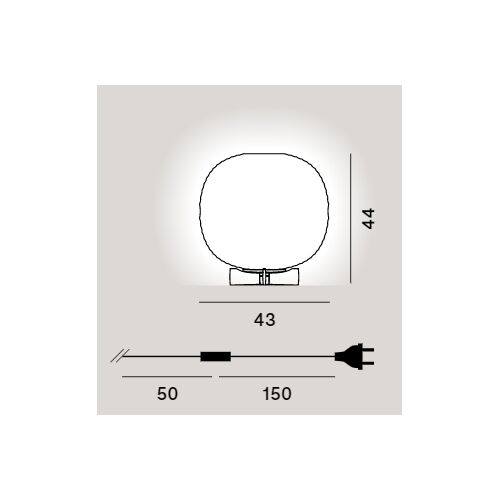 Foscarini Tischleuchte-GEM TAVOLO E27- Glas Weiß D43 ,Fuß