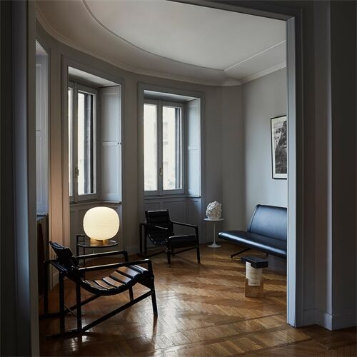 Foscarini Tischleuchte-GEM TAVOLO E27- Glas Weiß D43 ,Fuß