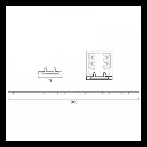 2~TRACK 240V Blindabdeckung für 2~Schiene B=18 L=1000mm