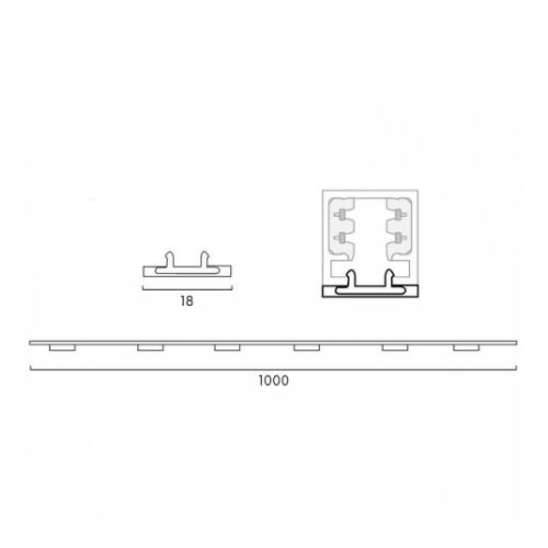 2~TRACK 240V Blindabdeckung für 2~Schiene B=18 L=1000mm