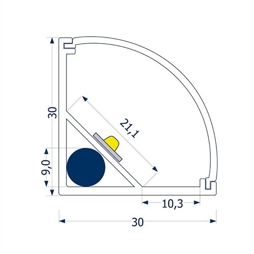 SIGOR ECKENPROFIL 20 Länge 2000 B30 H30mm ohne Abdeckung