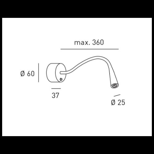 DLS VEGA T FLEX LED 2W 3000K 60°,Arm Leder camel,Body