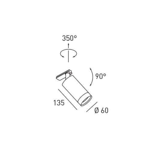 DLS Strahler REED P1 mit 1-Phasen-Adapter GU10 ohne LM
