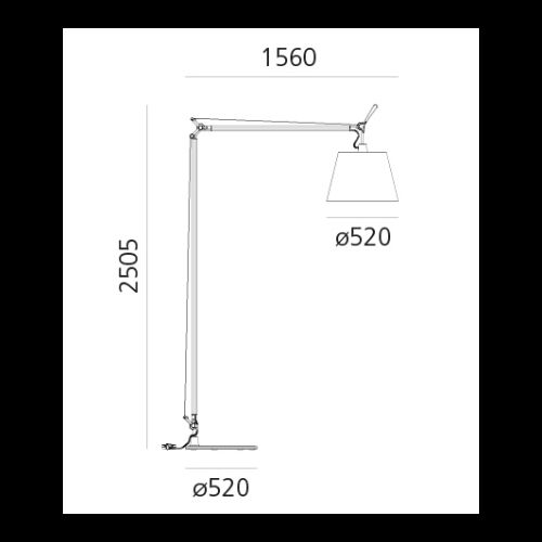 Artemide Steheuchte TOLOMEO MAXI E27,Dim Pergamentschirm
