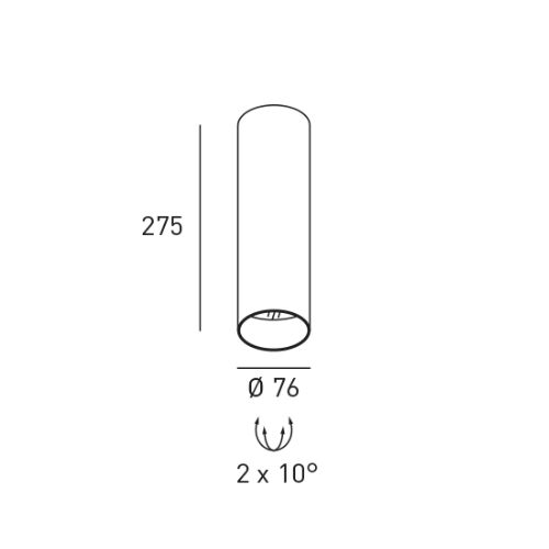 DLS Deckenleuchte BALI L , D=76mm GU10 schwb 2x10°