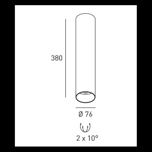 DLS Deckenleuchte BALI L , D=76mm GU10 schwb 2x10°