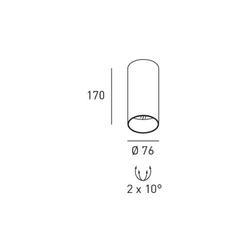 DLS Deckenleuchte BALI S, D=76mm GU10 schwb 2x10°