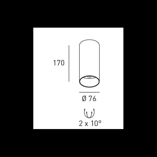 DLS Deckenleuchte BALI S, D=76mm GU10 schwb 2x10°