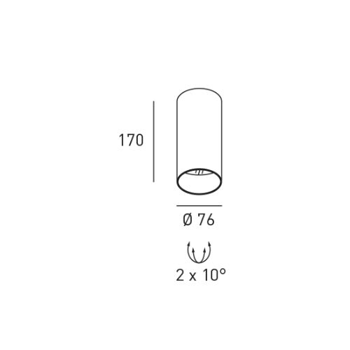 DLS Deckenleuchte BALI S, D=76mm GU10 schwb 2x10°