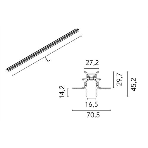 FLOS Architectural Einbau-Stromschiene Magnet 48V