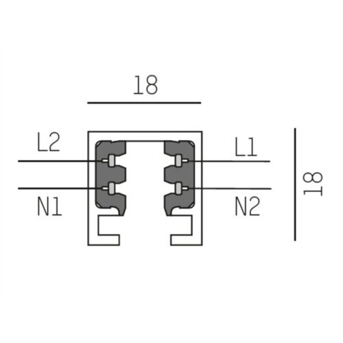 2~TRACK 240V 2~Stromschiene L=1000mm 18x18mm 2x1000W 240V