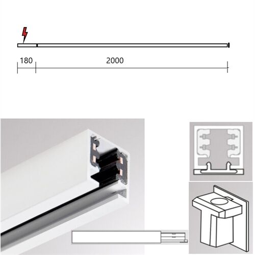 2~TRACK 240V System: Stromschine 2m-Endeinspeiser-Enstück
