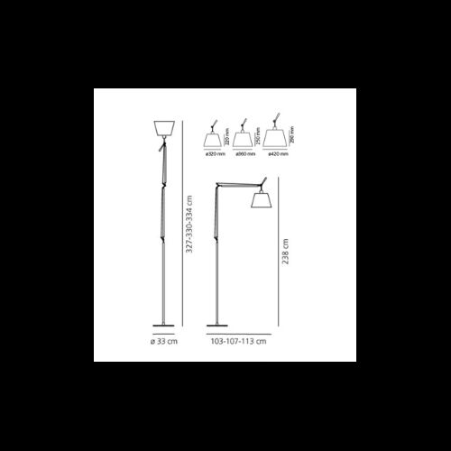 Artemide TOLOMEO MEGA Body mit Dimmer, ohne Schirm u. Fuß