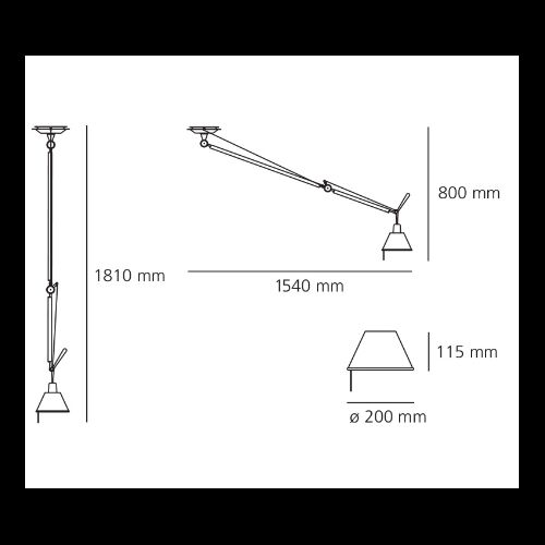 Artemide TOLOMEO DECENTRATA SUSPENSION BODY o.Schirm