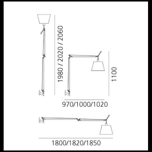 Artemide Body TOLOMEO MEGA Fassung E27 mit KabelDimmer