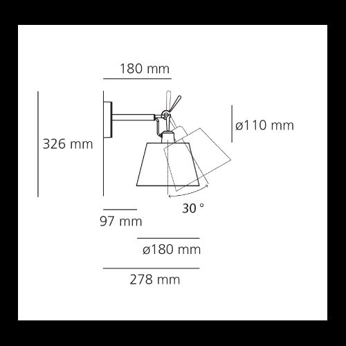 Artemide TOLOMEO DIFFUSOR 18 Wandleuchte E27- ohne Schirm