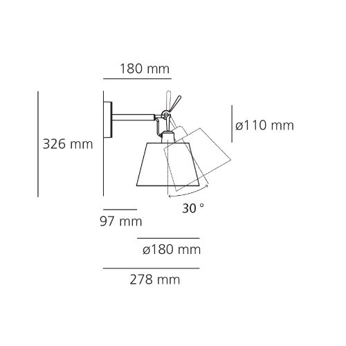 Artemide TOLOMEO DIFFUSOR 18 Wandleuchte E27- ohne Schirm