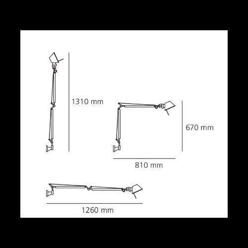 Artemide TOLOMEO Body E27 mit Klemme incl LED 11W